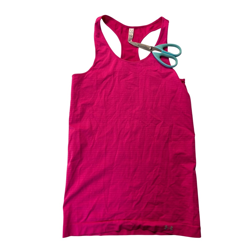 Under Armour Womens HeatGear Seamless Racerback Tank Top Pink L